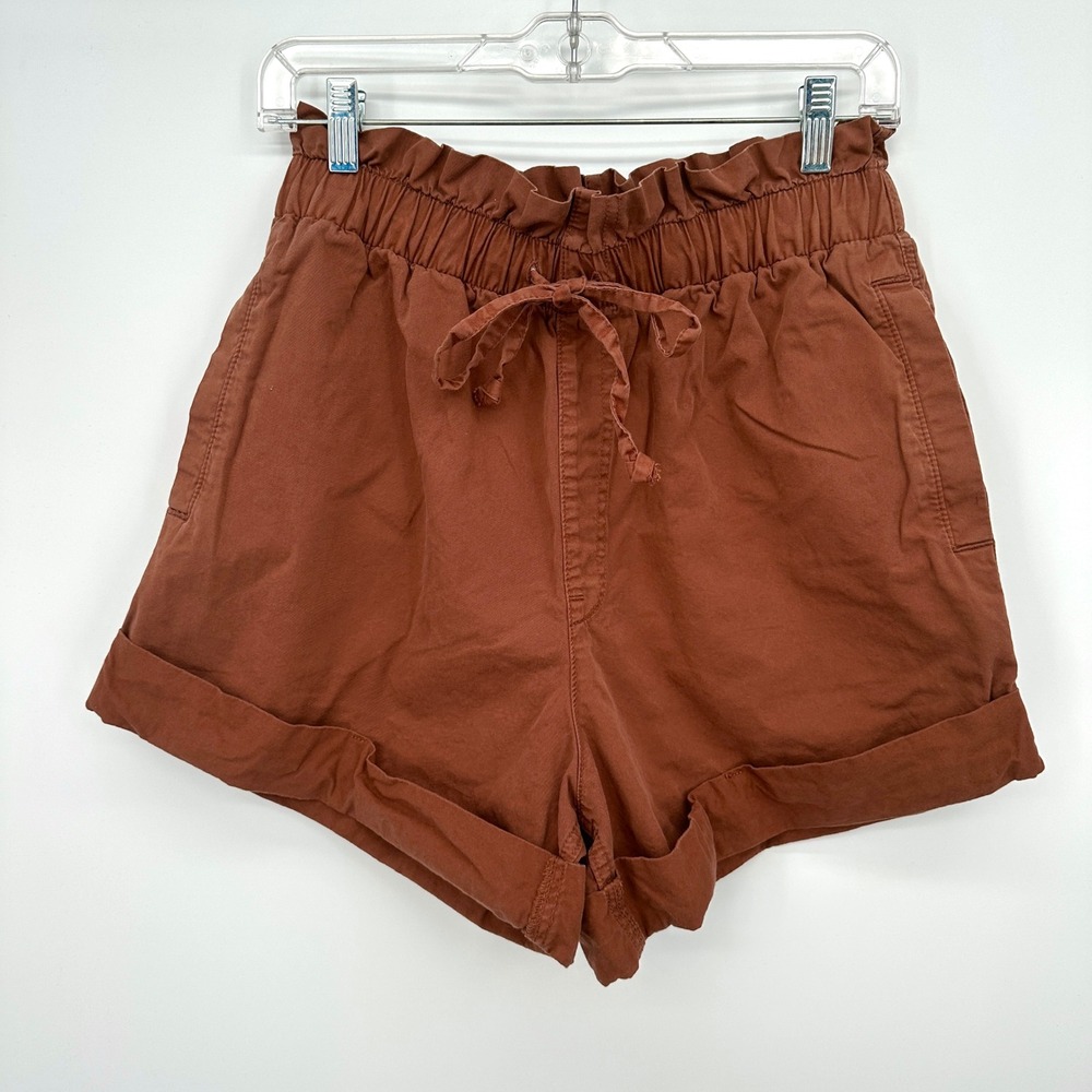 Abercrombie & Fitch Rust Brown Paperbag Waist Cuffed Shorts High Rise Women's M